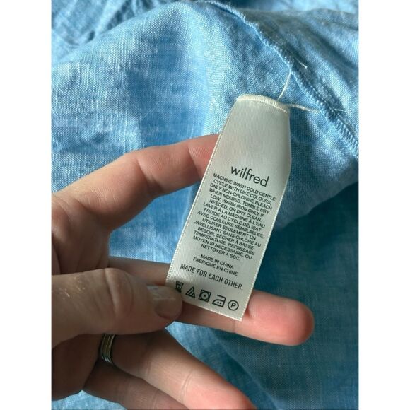 Aritzia Wilfred Decadence Linen Midi Dress Tiered size S Chambray Buoy Blue Shor - Picture 10 of 12